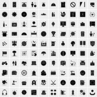 Set of 100 Business Solid Glyph icons vector