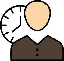 reloj horas hombre horario personal tiempo sincronización usuario color plano icono vector icono banner plantilla