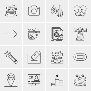 16 iconos de negocios universales vector ilustración de icono creativo para usar en proyectos relacionados con la web y dispositivos móviles