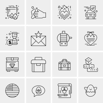16 iconos de negocios universales vector ilustración de icono creativo para usar en proyectos relacionados con la web y dispositivos móviles