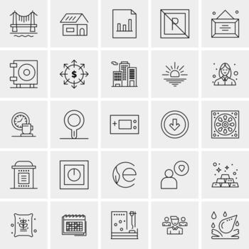 25 iconos de negocios universales vector ilustración de icono creativo para usar en proyectos relacionados con la web y dispositivos móviles