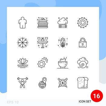 Set of 16 Vector Outlines on Grid for desk snow server frost blades Editable Vector Design Elements