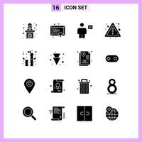 16 iconos en símbolos de glifo de estilo sólido sobre fondo blanco signos de vectores creativos para web móvil e imprimir fondo de vector de icono negro creativo