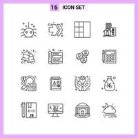 16 Icons in Line Style Outline Symbols on White Background Creative Vector Signs for Web mobile and Print