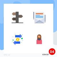 conjunto de iconos planos de interfaz móvil de 4 pictogramas de deber de navidad vacaciones correo electrónico boletín finanzas elementos de diseño vectorial editables vector