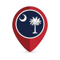 Map pointer with flag South Carolina state. Vector illustration.