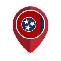 Map pointer with flag Tennessee state. Vector illustration.