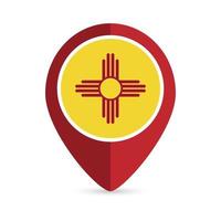 Map pointer with flag New Mexico state. Vector illustration.