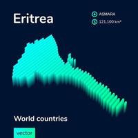 vector eritrea mapa 3d en colores turquesa sobre un fondo azul oscuro. icono de mapa estilizado de eritrea. elemento infográfico