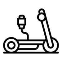 icono de scooter eléctrico de enchufe eléctrico, estilo de esquema vector