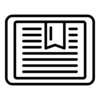 Tablet book reading icon, outline style vector