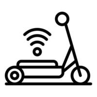 casco wifi scooter eléctrico icono, estilo de esquema vector