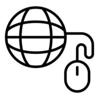 Click global library icon, outline style vector