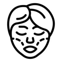 icono de cirugía facial femenina, estilo de esquema vector