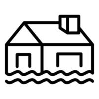 casa en icono de inundación, estilo de esquema vector