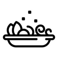 icono de plato de comida, estilo de esquema vector