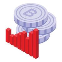 Bitcoin analytics icon, isometric style vector