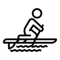 icono de surf en el océano, estilo de esquema vector