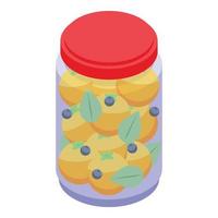 Pickled tomato icon, isometric style vector