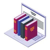 Digital bookstore icon, isometric style vector