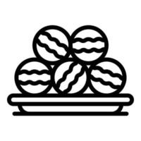 Macarons plate icon, outline style vector
