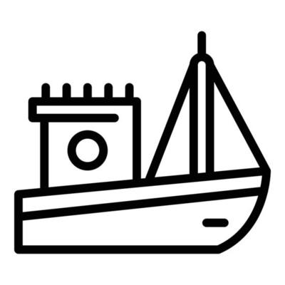 Nautical fishing boat icon, outline style