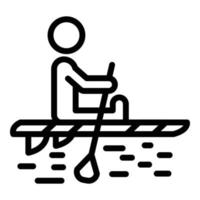 hombre sentarse sup icono de surf, estilo de esquema vector