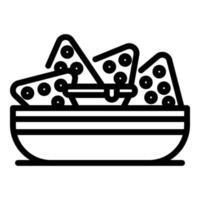 icono de plato de nachos, estilo de esquema vector