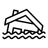 House in flood icon, outline style vector