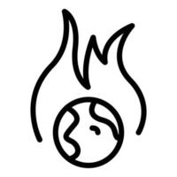 Planet in fire icon, outline style vector