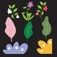 vector illustration set of flowers and trees.