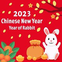 flat design Chinese new year 2023 year of the rabbit vector