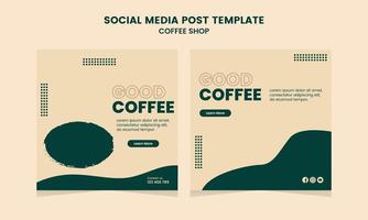 Social Media Post Template for Coffee Shop Promotion Simple Banner Frame vector