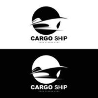 Cargo Ship Logo, Fast Cargo Ship Vector, Sailboat, Design For Ship Manufacturing Company, Waterway Sailing, Marine Vehicles, Transport, Logistics vector