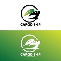 logotipo de buque de carga, vector de buque de carga rápida, velero, diseño para empresa de fabricación de buques, navegación fluvial, vehículos marinos, transporte, logística