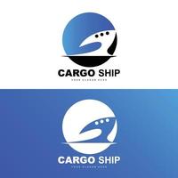 logotipo de buque de carga, vector de buque de carga rápida, velero, diseño para empresa de fabricación de buques, navegación fluvial, vehículos marinos, transporte, logística