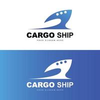 Cargo Ship Logo, Fast Cargo Ship Vector, Sailboat, Design For Ship Manufacturing Company, Waterway Sailing, Marine Vehicles, Transport, Logistics vector