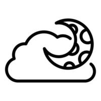 icono de la luna de la nube del cielo, estilo de esquema vector