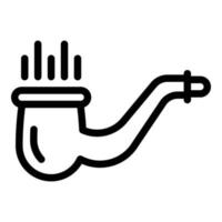 icono de pipa para fumar a mano, estilo de contorno vector