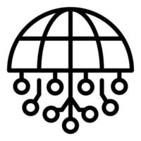 Digital global network icon, outline style vector