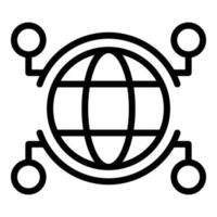 Cyber global network icon, outline style vector