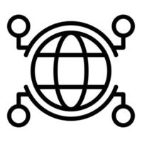 Cyber global network icon, outline style vector