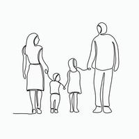 Doodle continuous line freehand drawing of a family. vector