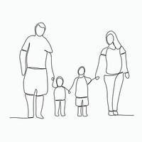 Doodle continuous line freehand drawing of a family. vector