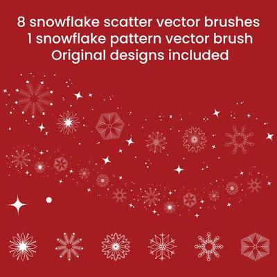 Vector snowflake scatter and snowflake pattern brushes