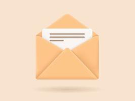 Envelope with paper documents icon. 3D Vector Illustrations