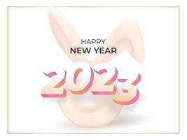 2023 year of the rabbit. Chinese new year greeting card with rabbit. Minimal design poster with 3D design vector