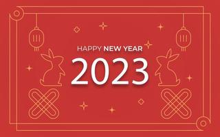 año nuevo chino 2023, año del conejo. diseño lineal de estilo moderno, banner y fondo vector