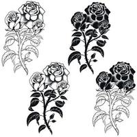 diseño de flores en blanco y negro vector