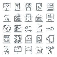 Outline icons for Advertising and Media. vector